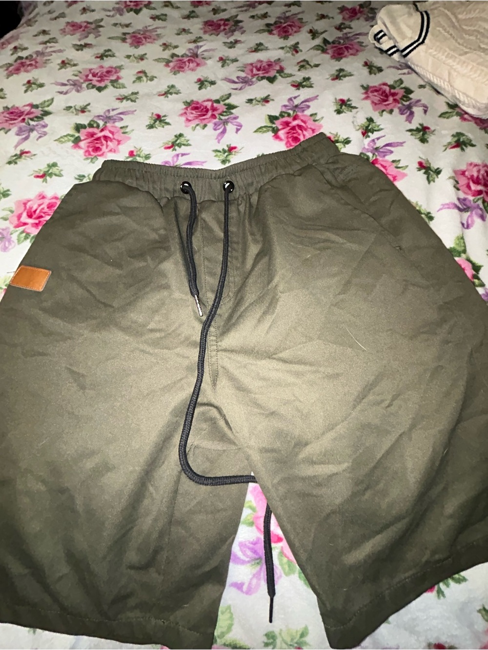 Men's Olive Athletic Drawstring Shorts